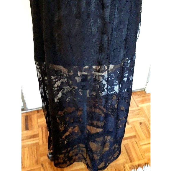 Asos maxi black full lace V back  lined dress gown 4 - Picture 9 of 11